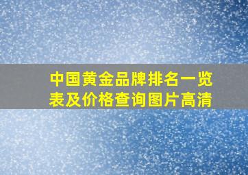 中国黄金品牌排名一览表及价格查询图片高清