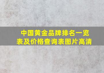 中国黄金品牌排名一览表及价格查询表图片高清