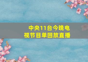 中央11台今晚电视节目单回放直播