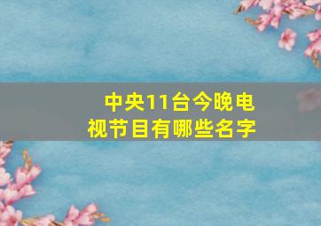 中央11台今晚电视节目有哪些名字