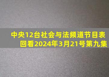 中央12台社会与法频道节目表回看2024年3月21号第九集