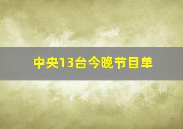 中央13台今晚节目单