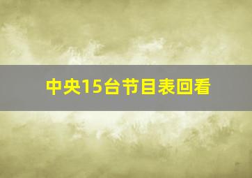 中央15台节目表回看