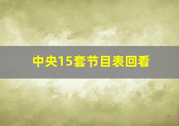 中央15套节目表回看