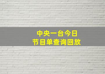 中央一台今日节目单查询回放