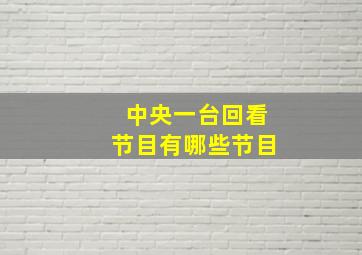 中央一台回看节目有哪些节目