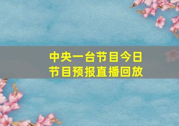 中央一台节目今日节目预报直播回放