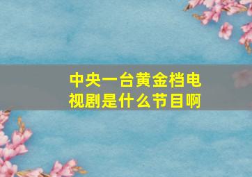 中央一台黄金档电视剧是什么节目啊