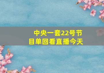 中央一套22号节目单回看直播今天