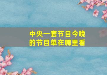 中央一套节目今晚的节目单在哪里看