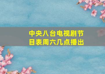 中央八台电视剧节目表周六几点播出