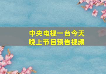 中央电视一台今天晚上节目预告视频