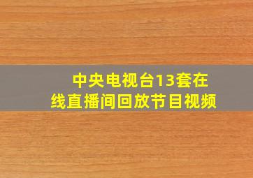 中央电视台13套在线直播间回放节目视频