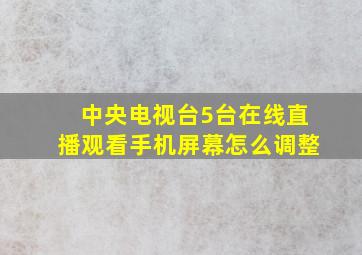 中央电视台5台在线直播观看手机屏幕怎么调整