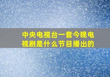 中央电视台一套今晚电视剧是什么节目播出的