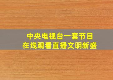 中央电视台一套节目在线观看直播文明新盛