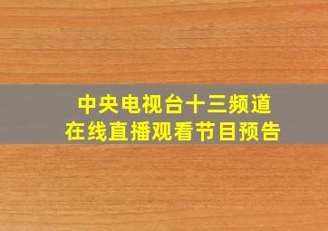 中央电视台十三频道在线直播观看节目预告