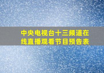 中央电视台十三频道在线直播观看节目预告表