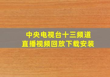 中央电视台十三频道直播视频回放下载安装