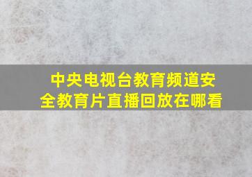 中央电视台教育频道安全教育片直播回放在哪看