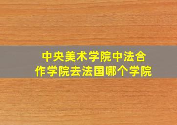 中央美术学院中法合作学院去法国哪个学院