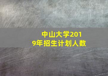 中山大学2019年招生计划人数