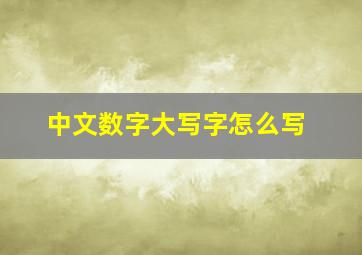 中文数字大写字怎么写