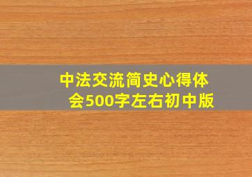 中法交流简史心得体会500字左右初中版