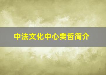 中法文化中心樊哲简介