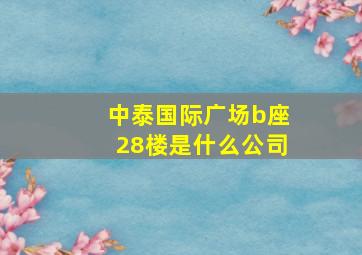 中泰国际广场b座28楼是什么公司