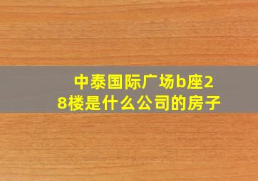 中泰国际广场b座28楼是什么公司的房子