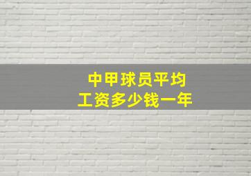 中甲球员平均工资多少钱一年