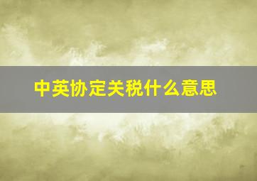 中英协定关税什么意思