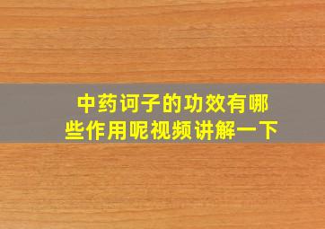 中药诃子的功效有哪些作用呢视频讲解一下