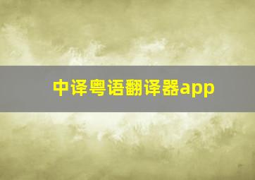 中译粤语翻译器app