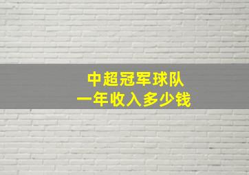 中超冠军球队一年收入多少钱