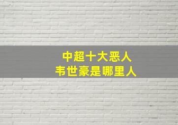 中超十大恶人韦世豪是哪里人