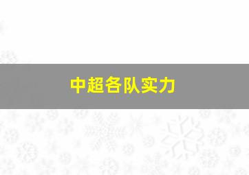 中超各队实力