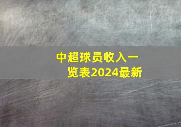 中超球员收入一览表2024最新