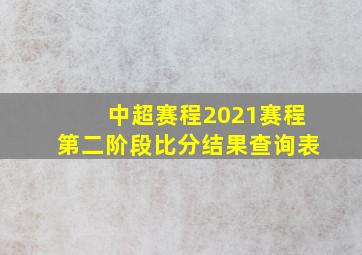 中超赛程2021赛程第二阶段比分结果查询表