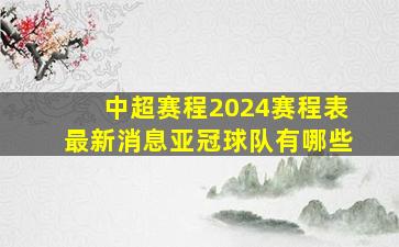 中超赛程2024赛程表最新消息亚冠球队有哪些