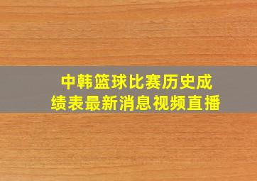 中韩篮球比赛历史成绩表最新消息视频直播