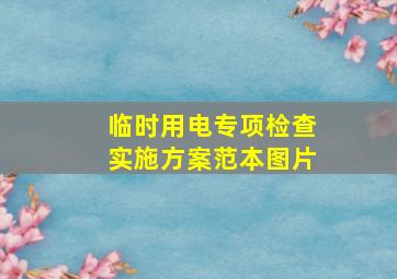 临时用电专项检查实施方案范本图片