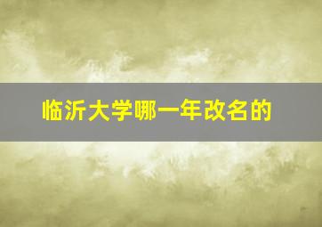 临沂大学哪一年改名的