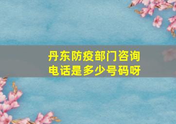 丹东防疫部门咨询电话是多少号码呀