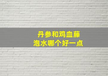 丹参和鸡血藤泡水哪个好一点