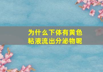 为什么下体有黄色粘液流出分泌物呢