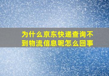 为什么京东快递查询不到物流信息呢怎么回事