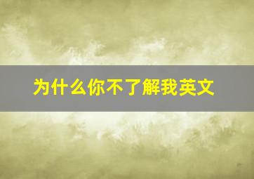 为什么你不了解我英文