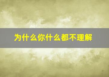 为什么你什么都不理解